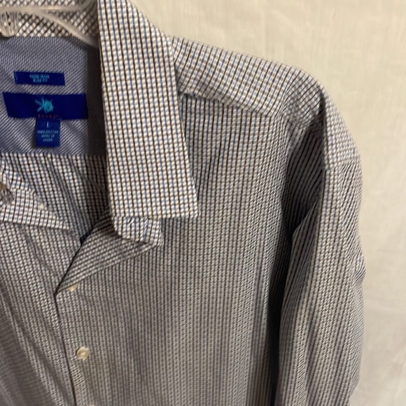 Egara Men’s Blue Striped Light Searsucker Button Up Dress Shirt Size Large Slim - Picture 4 of 12